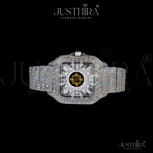 Luxury Square Diamond <b>Watch</b> Stainless Steel Case Analog Quartz Unisex Band Fully Iced Hip Hop Design - Product Image 2