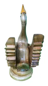 Figurine de canard en bois traditionnel taillée à la main, bois naturel poli, sculpture d'oiseau rustique décorative, accent de décoration pour la maison, souvenir, cadeau - Product Image 3