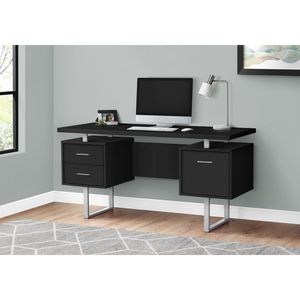 Scrivania per Computer Contemporanea da 60 Pollici per Ufficio Domestico, Laminato Nero, Finitura in Metallo Grigio, Configurazione Sinistra/Destra per Laptop, Include Spazio di Archiviazione - Product Image 5