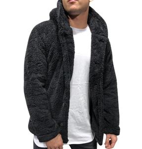 Chaqueta de lana con capucha para hombre, color verde oliva, gruesa, con botones, para invierno - Product Image 2