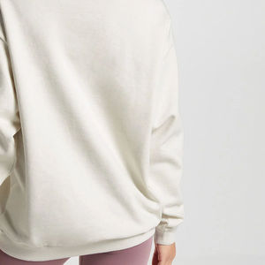 เสื้อสเวตเชิ้ตแขนยาวคอกลมสำหรับผู้หญิง สีพื้น สีขาว ทรงโอเวอร์ไซส์ แขนพอง ผ้าฝ้าย 100% ระบายอากาศได้ดี เหมาะสำหรับใส่ในฤดูใบไม้ร่วง - Product Image 2