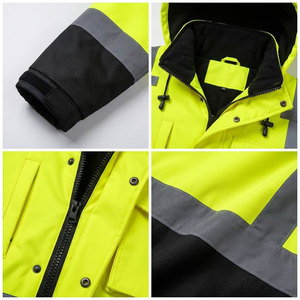 เสื้อแจ็คเก็ตนิรภัยสะท้อนแสงกันน้ำ โพลีเอสเตอร์ ระดับ ANSI Class 2 EN ISO 20471 Class 3 สำหรับผู้ชาย  แบบสวมทับสำหรับทำงาน  สามารถปรับแต่งได้ - Product Image 6