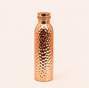 Hammered Copper Water Bottle with Lid Customizable Eco-Friendly Handcrafted Modern Design for Immunity Digestion Health Benefits - Product Image 1