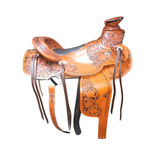 Selle de baril en cuir véritable Selle de course anglaise Western Roping Ranch Wade Saddle For Horse Riding - Product Image 1