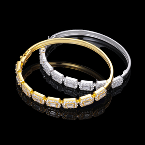 Pulsera de Cadena de Lujo para Hombre, Chapada en Oro de 18K, con Diamantes de Corte Esmeralda, Engaste en Canal, Estilo Geométrico para Uso Diario - Product Image 4