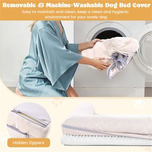 Cuccia Ortopedica per Cani da 36 Pollici Beige con Materasso in Schiuma a Uovo e Rivestimento Rimovibile Lavabile - Divano per Animali Domestici Confortevole per Umani e Animali - Product Image 6
