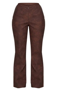 Pantalones Acampanados Cómodos de Cintura Alta para Mujer, de Piel Sintética PU, Largos, de Color Liso, Casuales de Otoño, con Cremallera - Product Image 4
