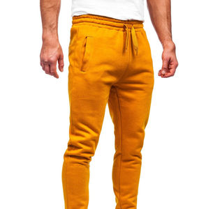 Men's Mustard Fleece Sweatpants Elastic Waist Drawstring Side Pockets Casual Joggers Autumn Midweight Knitted Fit - Product Image 1