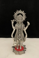 Nouvelle conception, statue de Lord Vishnu gravée, plaquée argent, artisanale, figurine, décoration de temple et de maison, idole en aluminium, Diwali