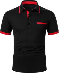 เสื้อโปโลขายส่ง ผ้าฝ้าย แขนสั้น สีดำ ตัดต่อสี ดีไซน์เพื่อประสิทธิภาพสูง รับผลิตตามแบบ (OEM) พร้อมสกรีนโลโก้ เสื้อโปโลผู้ชายทรงเข้ารูป - Product Image 4