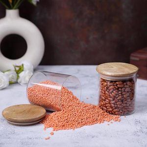 Bocaux en verre borosilicate en gros avec couvercle hermétique en bois – Contenants de rangement de cuisine durables pour aliments, épices, céréales et produits secs - Product Image 2