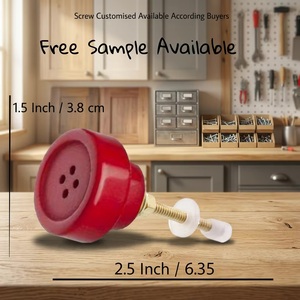 Perilla redonda de plástico roja para gabinete, con tornillo, fácil instalación, para cocina, armario, cajón, estilo contemporáneo - Product Image 4