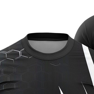 Custom Sublimated Soccer Jersey Men Black White Geometric Pattern Crew Neck Short Sleeve Moisture Wicking Regular Fit - Product Image 2