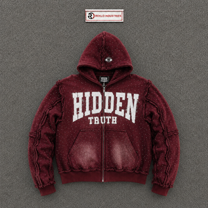 MODERN HIDDEN TRUTH MAROON ZIP UP HOODIE FOR MEN OVERSIZED STREETWEAR TRENDY STREET STYLE ZIP HOODIE MODERN CASUAL SOFT COTTON G - Product Image 5