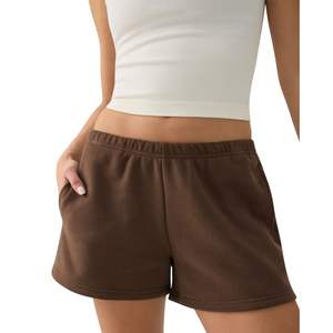 Shorts de détente en molleton de coton pour femmes, taille haute, avec cordon de serrage, décontractés, pour l'été, OEM, marque privée, vente en gros - Product Image 3