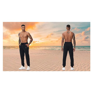 Pantalon de jogging léger pour homme en toile extensible avec cordon de serrage et poches, coupe-vent, écologique, pour activités de plein air - Product Image 5