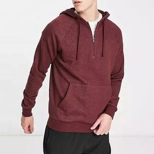 เสื้อฮู้ดดี้ผู้ชายทรงโอเวอร์ไซส์แฟชั่นใหม่ OEM พร้อมซิป 12 จุด แบบสวมหัวครึ่งซิป - Product Image 5