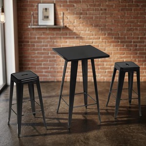 โต๊ะบาร์โลหะอุตสาหกรรมสมัยใหม่ หน้าโต๊ะทรงสี่เหลี่ยม ดีไซน์ทนทาน สำหรับใช้ในบ้าน บาร์ครัว เกาะครัว และเชิงพาณิชย์ - Product Image 3