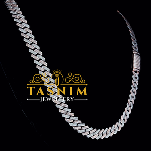 TASNIM <b>White</b> <b>Gold</b> VVS Moissanite Round Diamond 10mm Cuban Chain Prong Setting Luxury <b>Men</b> and Women's Wedding - Product Image 3