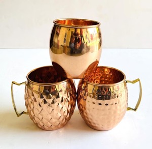 Handmade Copper <b>Mug</b> <b>Set</b> Double Wall Hammered Moscow Mule Drinkware Customizable Capacity & Color - Product Image 5