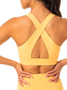 Conjunto de Yoga de Dos Piezas Amarillo para Mujer, Leggings sin Costuras de Cintura Alta, Top Corto Deportivo, Sujetador Deportivo sin Mangas, Color Sólido, para Entrenamiento - Product Image 6