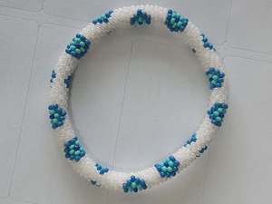 Stunning Light Summer Colors Flower Pattern Children's Lampwork <b>Glass</b> Beaded Roll Bracelets - Product Image 6