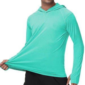 Sudadera con Capucha de Manga Larga de Secado Rápido para Hombre, Color Sólido, Tejido de Poliéster, Informal, para Verano y Actividades al Aire Libre, Venta al Por Mayor - Product Image 1
