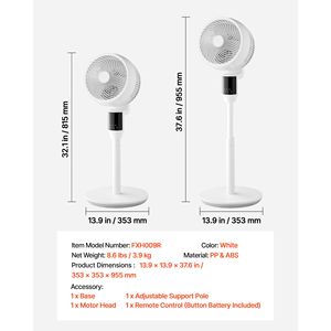9 Inch Quiet DC Motor Pedestal Fan 80 Degrees Oscillation <b>Remote</b> <b>Control</b> 9 Speeds 4 <b>Smart</b> Modes Tower Pedestal Fan Product - Product Image 6