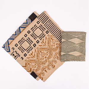 Handblock 3 Set Boho Natural Dye Printed Canvas Cotton Bandana Set Bagru <b>Style</b> Indian Eco-Friendly <b>Head</b> Neck Vintage Bohemian - Product Image 2