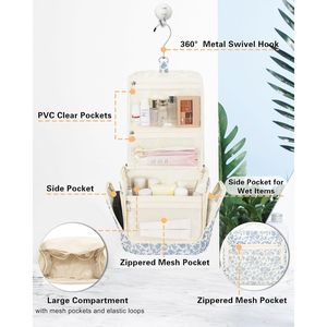 Borsa da Toilette da Viaggio per Donne, Organizer per Cosmetici con Funzione Appendibile - Product Image 2
