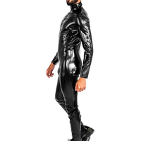 Combinaison intégrale en latex noir pour homme, manches longues, costume pour fête, scène, cosplay, gonflable, grande taille