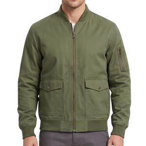 Green Field Flight Premium Bomber <b>Jacket</b> For <b>Men</b> Structured <b>Utility</b> Outerwear Polyester Patch Pockets Bomber <b>Jackets</b> - Product Image 1