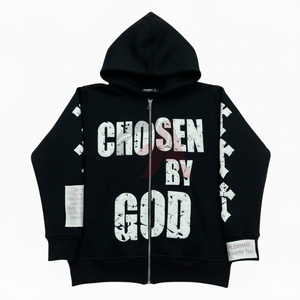 Sudadera con capucha para hombre OEM personalizada, con lavado ácido, 100% algodón, forro polar, con cremallera, estampada, estilo urbano, novedad 2026 - Product Image 2