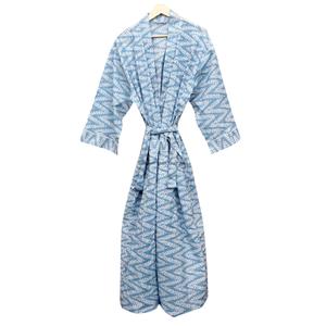 Robe Kimono Écologique à Imprimé Floral, Col en V, Manches Longues, Tenue Décontractée Printemps, Fermeture Ceinture, 100% Coton, Séchage Rapide - Product Image 5