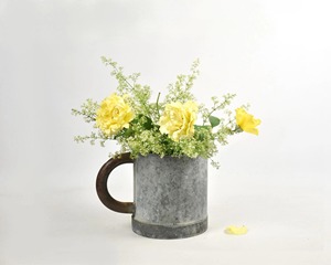 Maceta de metal galvanizado con forma de jarra para exhibir plantas en interiores y exteriores, como centro de mesa decorativo y para el alféizar de la ventana. - Product Image 1