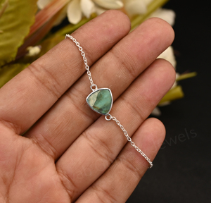 Top Quality Solid 925 Silver Labradorite <b>Gemstone</b> 10mm Triangle Bezel Setting Rhodium Plated Chain Minimalist <b>Bracelet</b> For Women - Product Image 2