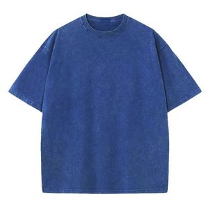 T-shirt basique noir en polyester tricoté pour homme, 220 grammes, col oversize, manches courtes, coupe ample, style streetwear décontracté, anti-rétrécissement, devant - Product Image 4