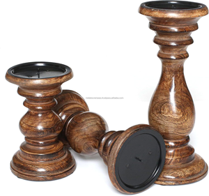 Juego de Portavelas de Madera Hechos a Mano, Juego de Portavelas Rústicos de Madera para Decoración del Hogar, Juego de Portavelas Decorativos Rústicos - Product Image 6