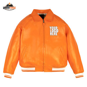 Chaqueta Bomber de Cuero Genuino para Hombre, de Lujo, con Logotipo Bordado Personalizado, Estilo Urbano, Venta al Por Mayor - Product Image 5