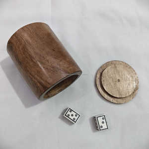 Juego de Tazas de Madera de Acacia de Lujo con Dos Dados de Hueso de Búfalo, Accesorios de Juego de Mesa Redondos de Estilo Antiguo - Product Image 6