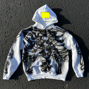 Sweat à capuche personnalisé avec motif aérographe, 100% coton, 360g, poids lourd, séchage rapide, respirant, streetwear, logo personnalisé, couleur, emballage - Product Image 1
