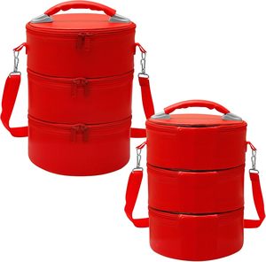 NANBA GROUP Étui de transport pour casquette maçonnique à trois sections, en similicuir rouge, sac de rangement de voyage, bandoulière réglable double - Product Image 1