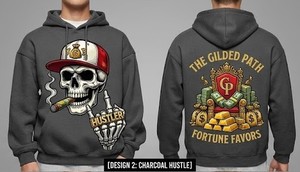 Sudadera con Capucha para Hombre, Estampado de Calavera y Dinero, Corte Regular, Tejido de Algodón, Estilo Hip Hop, Otoño, Logotipo Frontal - Product Image 2