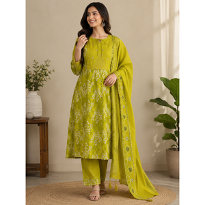 Ensemble Kurti Pantalon Dupatta pour femmes - Tenue élégante en trois pièces - Product Image 2