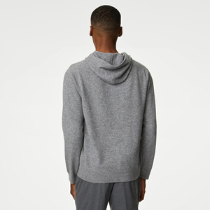 Custom Men's <b>Grey</b> 100% Cotton Fleece Regular Hooded <b>Sweatshirt</b> Screen Printed Gym Casual Embroidered Design Winter Thermal Solid - Product Image 3