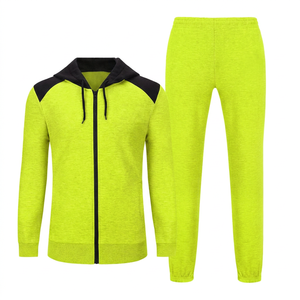 Ensemble de survêtement pour homme gris à capuche, écologique, léger, en polyester/coton, à séchage rapide, avec sweat-shirt à fermeture éclair à manches longues et pantalon - Product Image 2
