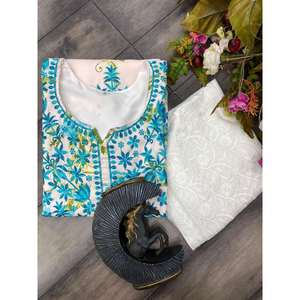 ดีไซน์เนอร์เรยอนพิมพ์ลายด้วยงานปักลายด้วยเคอร์ติสีขาว - Product Image 3