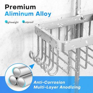 Organizzatore per Doccia a 4 Livelli in Lega di Alluminio, Porta Doccia Sospeso, Doccette a Mano, Tubo Antiruggine, Altezza Regolabile - Product Image 2