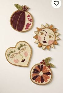 Colorful Fruit <b>Beaded</b> Modern Durable Round Handmade <b>Coaster</b> Set Lemon Cherry Orange Drink <b>Coasters</b> Table Decor HK EXPORTS - Product Image 3