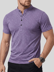 Men's for O-Neck Short Sleeve Knitted T-Shirt Regular Fit Casual Solid Color Regular Length Summer 200 Grams Breathable - Product Image 2